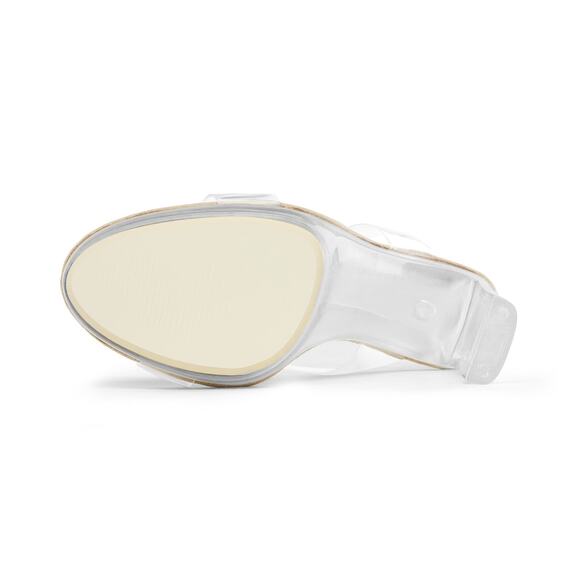 NWT DREAM PAIRS Women’s Clear Two-Strap Block Heel Sandals, Nude, Size 5 - Picture 6 of 7